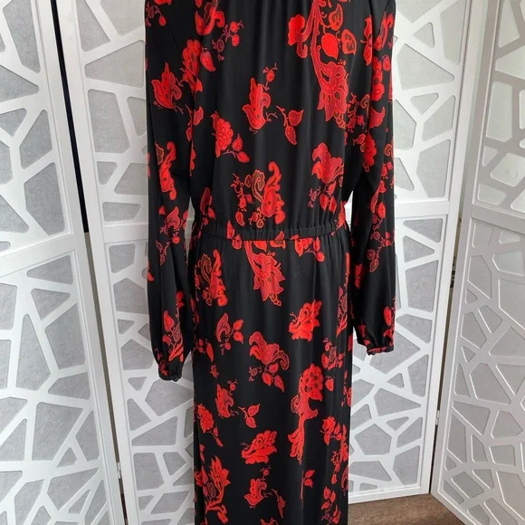 Tory Burch Floral Jersey Dress in Black Mountain Paisley sz L Large - Picture 10 of 16